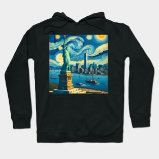 New York City, USA, in the style of Vincent van Gogh's Starry Night Hoodie